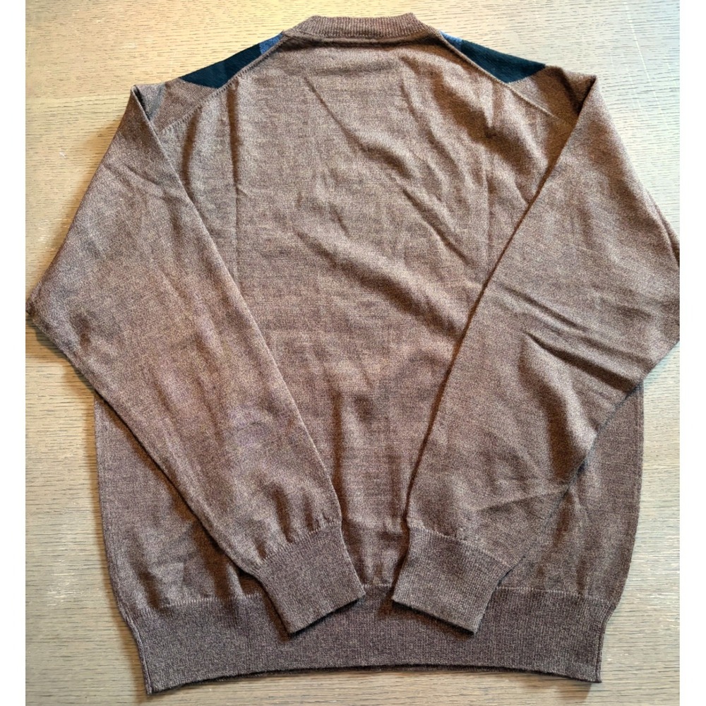 Robert Talbott Mens Argyle Crewneck Sweater Brown Blue Black Size M - Picture 6 of 9